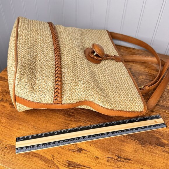 Pantera Women's Tan Woven Genuine Leather Shoulder Crossbody Purse Shoulder Bag - Picture 10 of 12